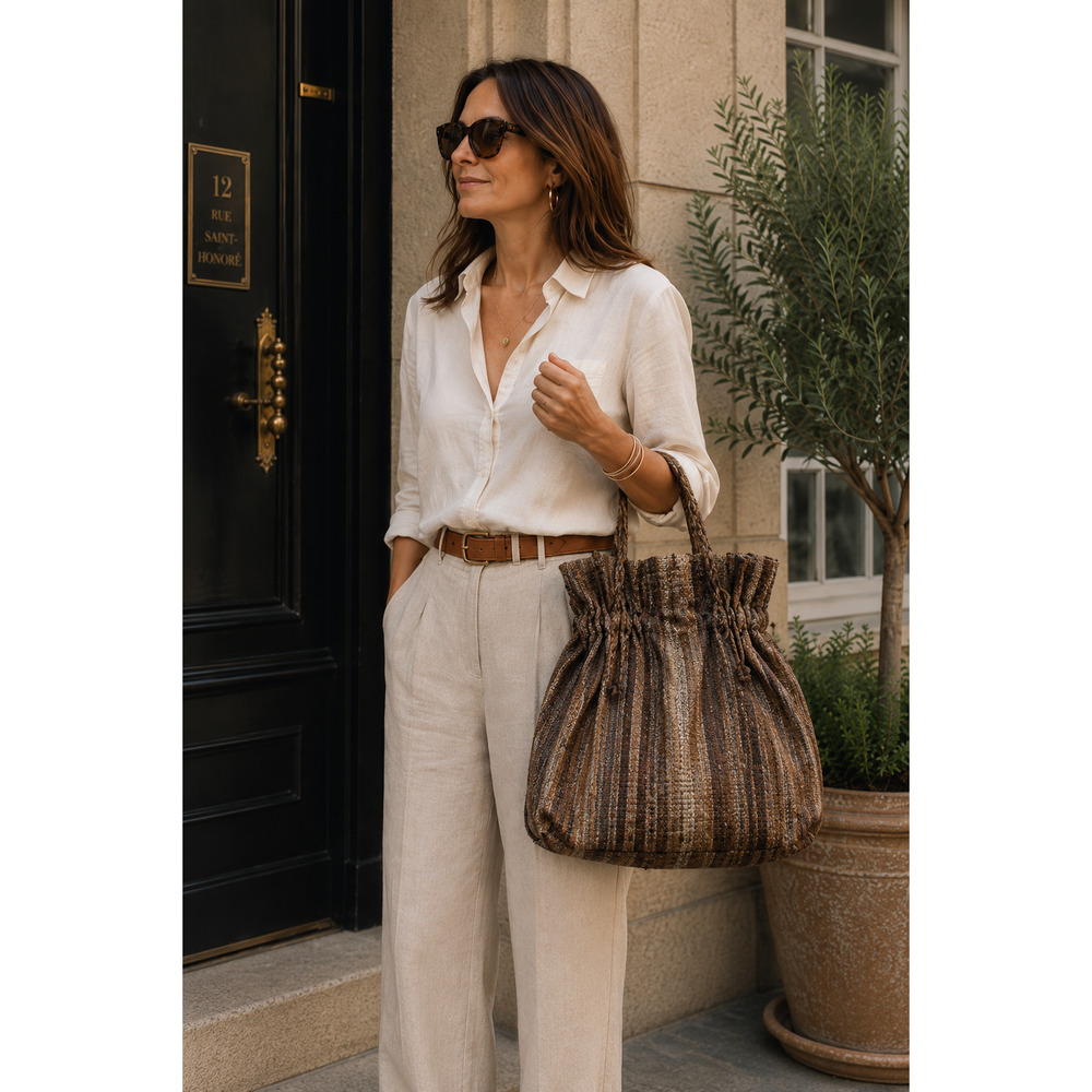 Beirn Brown Gray Snakeskin Bag